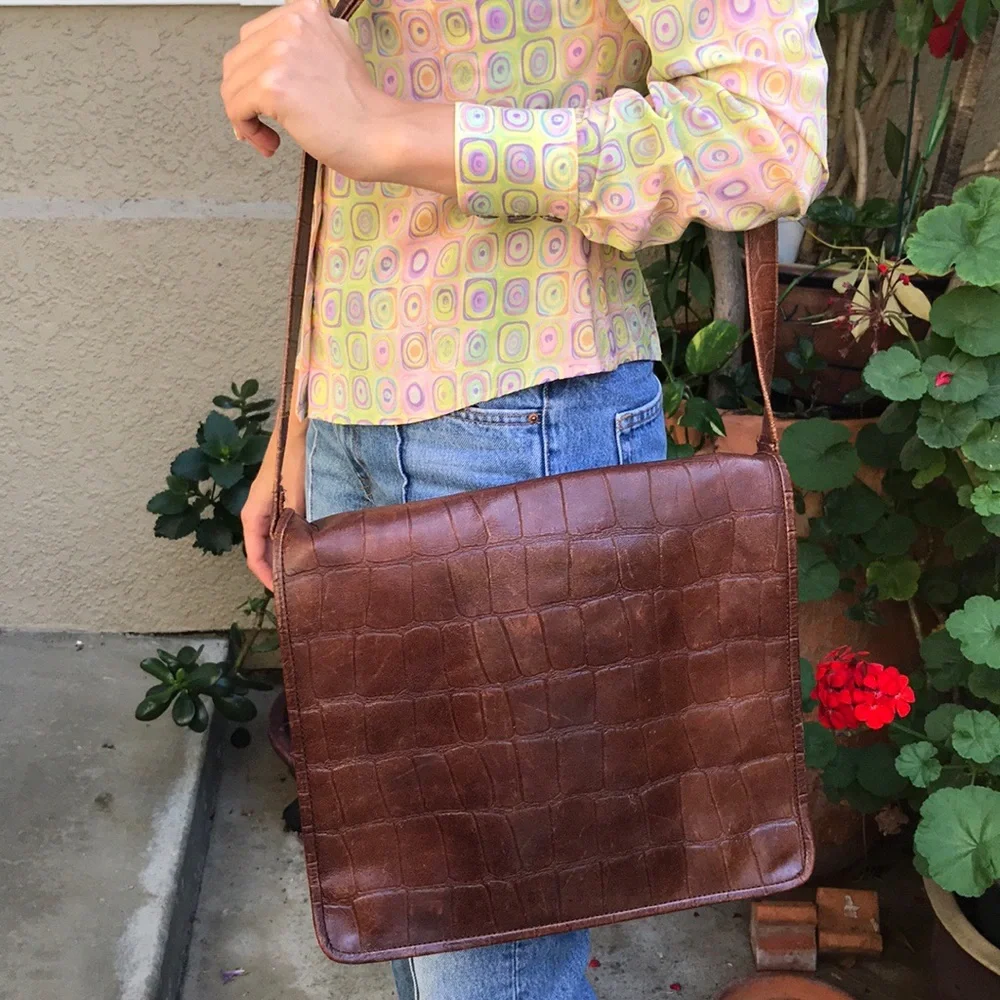 Vintage reddish brown Express leather bag